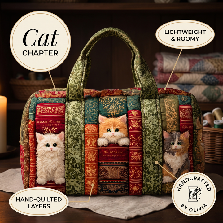 Cat Chapter Quilted Duffle Bag